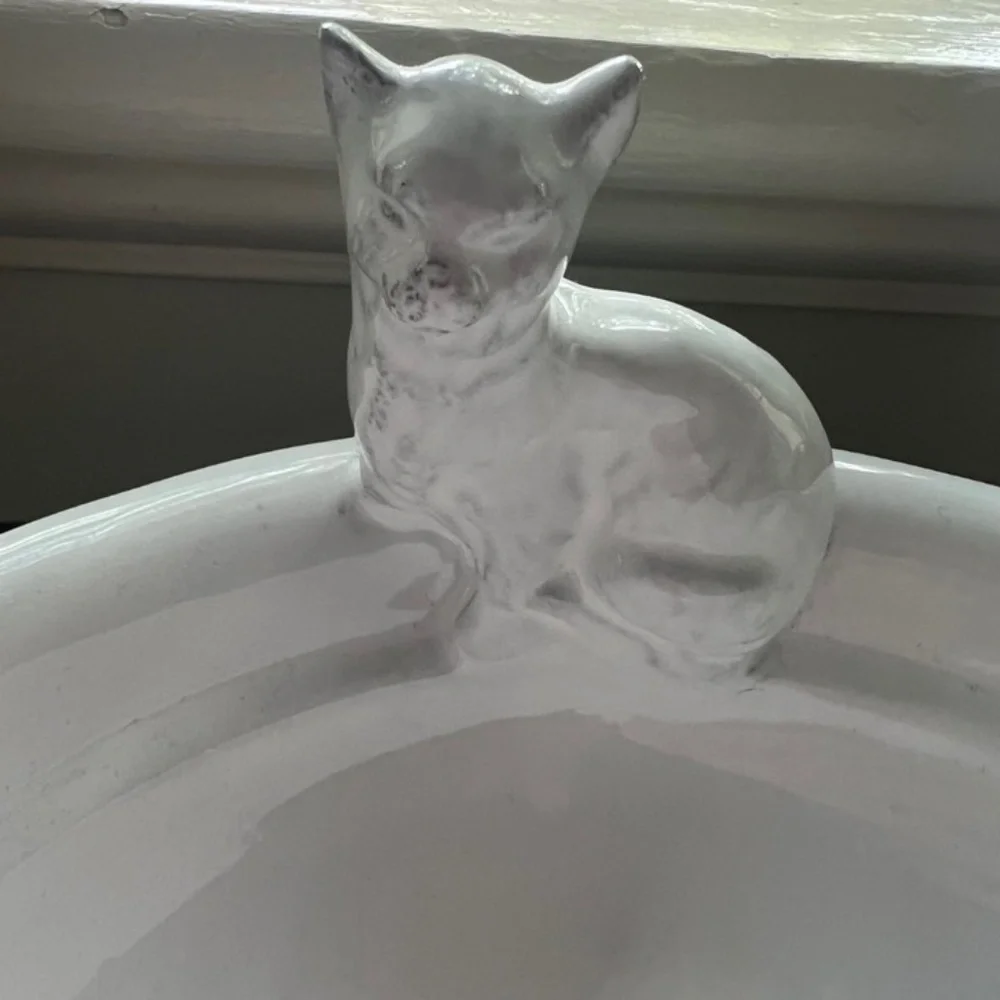 NEW Astier de Villatte Large Chat Cat Bowl, White Ceramic - Picture 5 of 11
